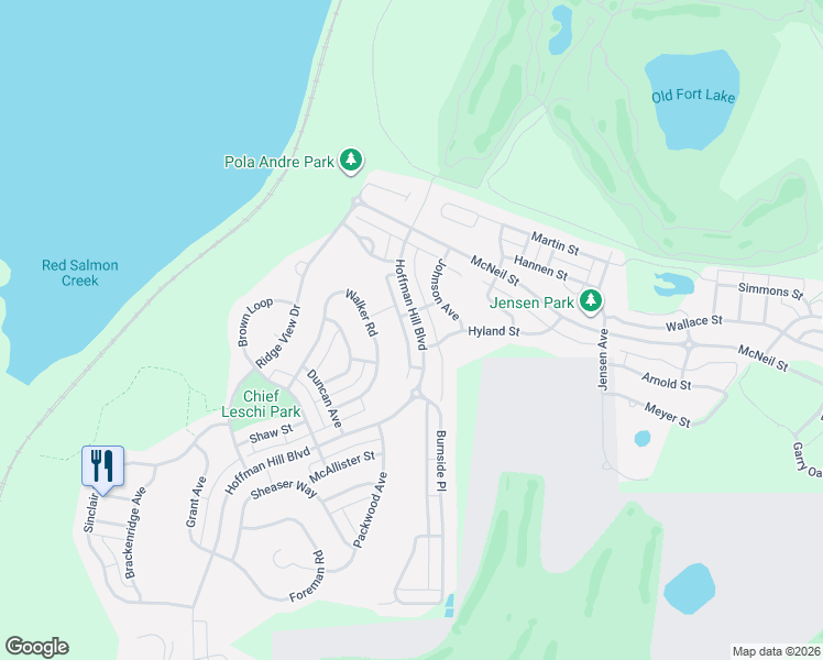 map of restaurants, bars, coffee shops, grocery stores, and more near 1819 Hoffman Hill Boulevard in DuPont