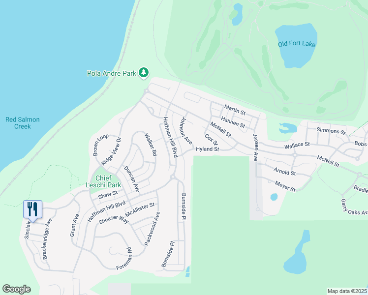 map of restaurants, bars, coffee shops, grocery stores, and more near 1817 Johnson Avenue in DuPont