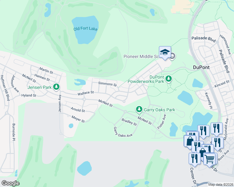 map of restaurants, bars, coffee shops, grocery stores, and more near 2263 Bobs Hollow Lane in DuPont