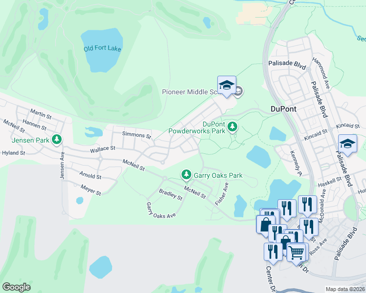 map of restaurants, bars, coffee shops, grocery stores, and more near 2062 Bobs Hollow Lane in DuPont