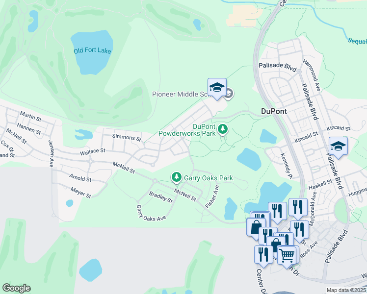 map of restaurants, bars, coffee shops, grocery stores, and more near 1975B Garry Oaks Avenue in DuPont