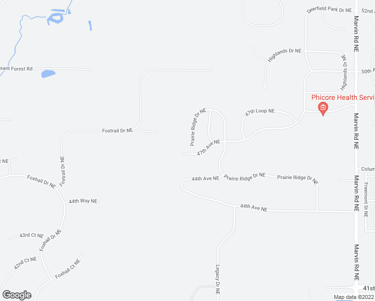 map of restaurants, bars, coffee shops, grocery stores, and more near 6616 Prairie Ridge Drive Northeast in Olympia