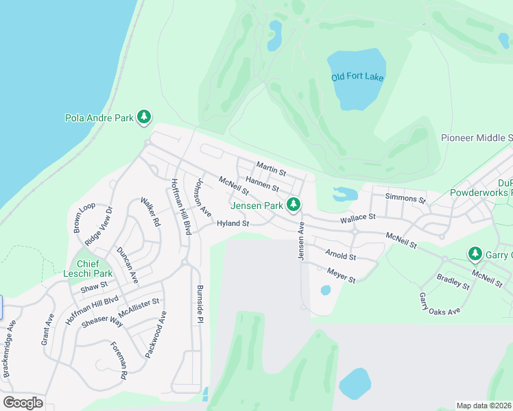 map of restaurants, bars, coffee shops, grocery stores, and more near 2863 McNeil Street in DuPont