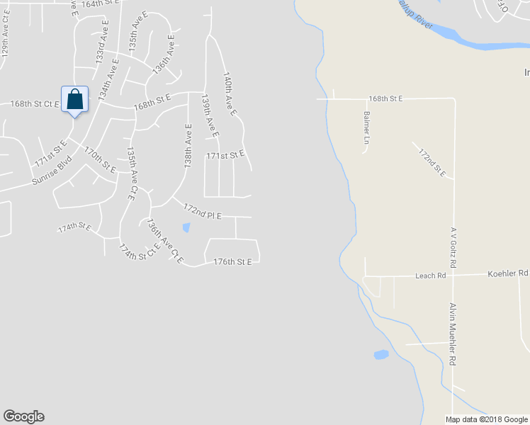 map of restaurants, bars, coffee shops, grocery stores, and more near 14115 172nd Place East in Puyallup