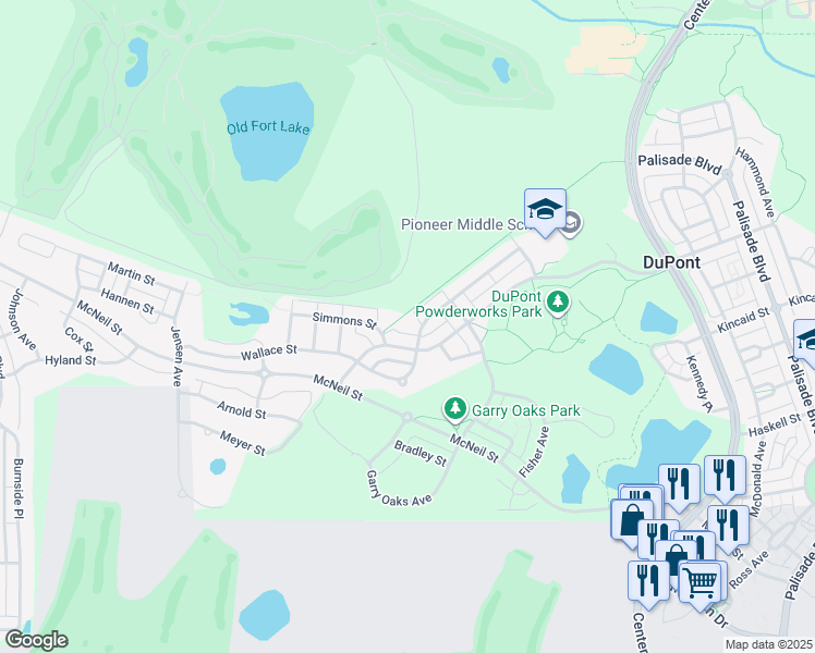 map of restaurants, bars, coffee shops, grocery stores, and more near 2218 Bobs Hollow Lane in DuPont