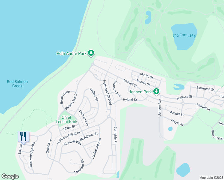 map of restaurants, bars, coffee shops, grocery stores, and more near 1851 Johnson Avenue in DuPont