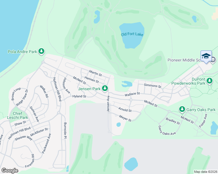 map of restaurants, bars, coffee shops, grocery stores, and more near 1892 Jensen Ave in DuPont