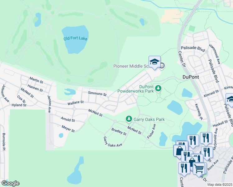 map of restaurants, bars, coffee shops, grocery stores, and more near 2218 Bobs Hollow Lane in DuPont