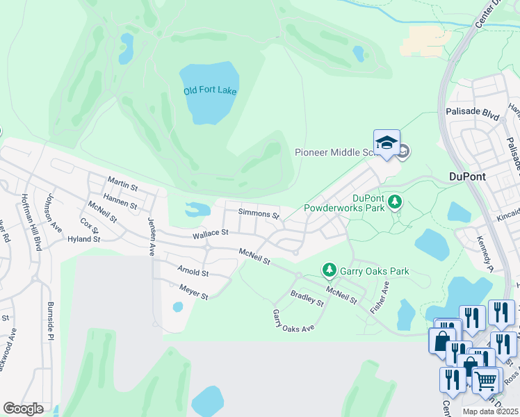 map of restaurants, bars, coffee shops, grocery stores, and more near 1965 Chaffee Avenue in DuPont