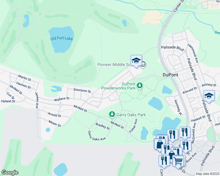 map of restaurants, bars, coffee shops, grocery stores, and more near 2055 Garry Oaks Avenue in DuPont