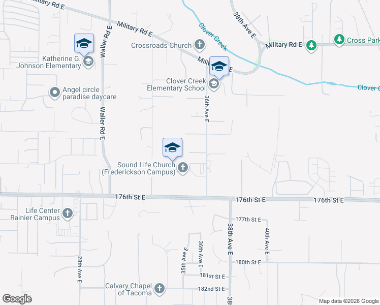 map of restaurants, bars, coffee shops, grocery stores, and more near 3514 173rd Street East in Tacoma