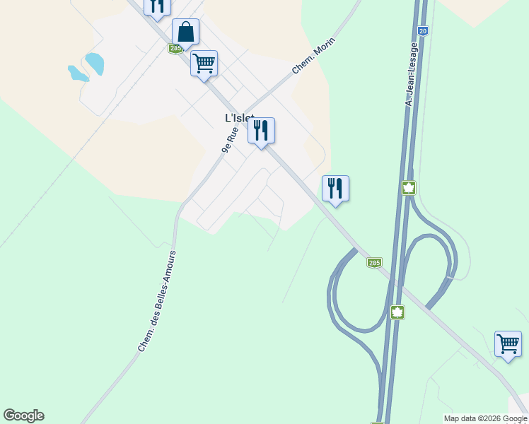 map of restaurants, bars, coffee shops, grocery stores, and more near 6 Avenue de la perdrix in L'Islet