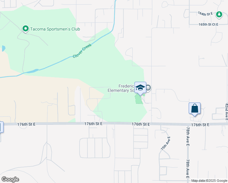 map of restaurants, bars, coffee shops, grocery stores, and more near 17418 74th Avenue East in Puyallup