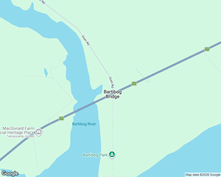 map of restaurants, bars, coffee shops, grocery stores, and more near 6 Gum Road in Bartibog Bridge