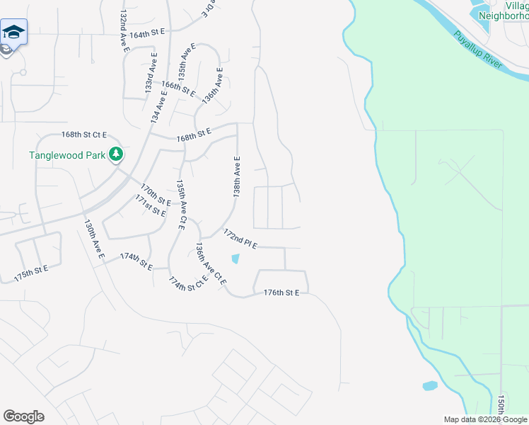 map of restaurants, bars, coffee shops, grocery stores, and more near 17117 139th Avenue East in Puyallup