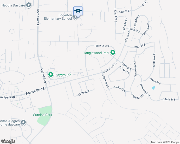 map of restaurants, bars, coffee shops, grocery stores, and more near 12808 171 Street Court East in Puyallup