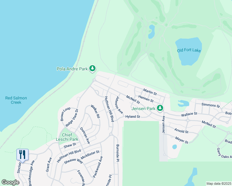 map of restaurants, bars, coffee shops, grocery stores, and more near 2965 McNeil Street in DuPont