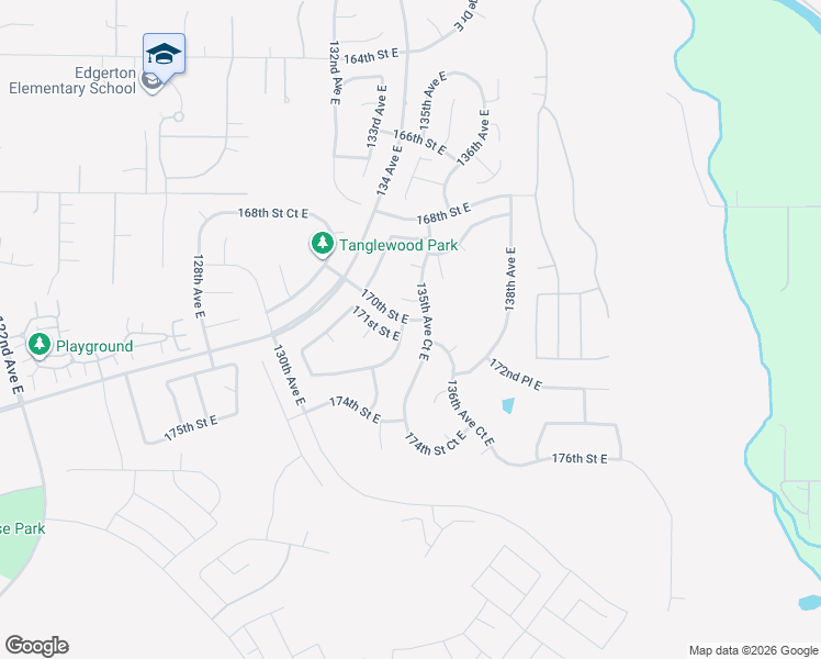 map of restaurants, bars, coffee shops, grocery stores, and more near 17003 135th Avenue East in Puyallup