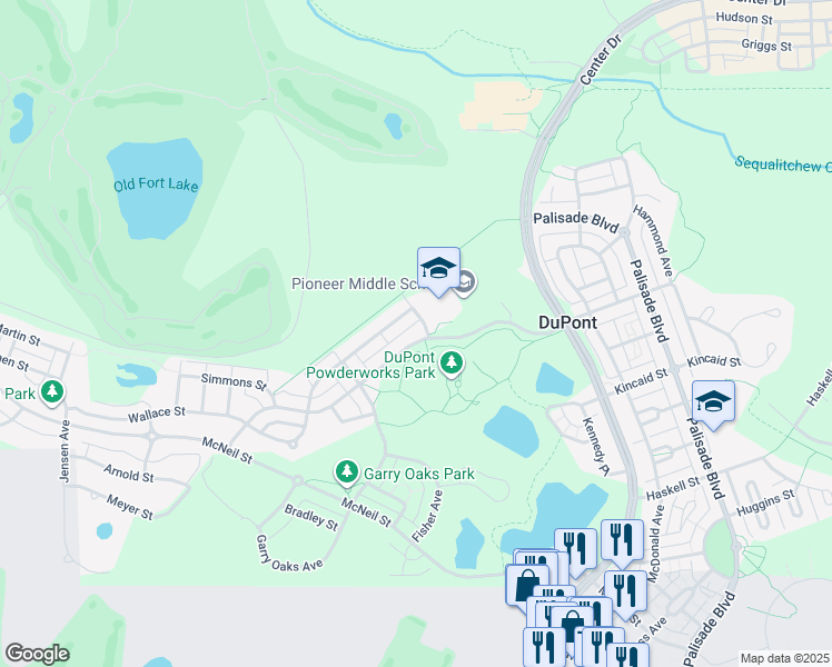 map of restaurants, bars, coffee shops, grocery stores, and more near 1816 Bobs Hollow Lane in DuPont