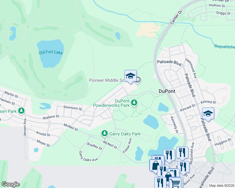 map of restaurants, bars, coffee shops, grocery stores, and more near 1889 Charles Street in DuPont