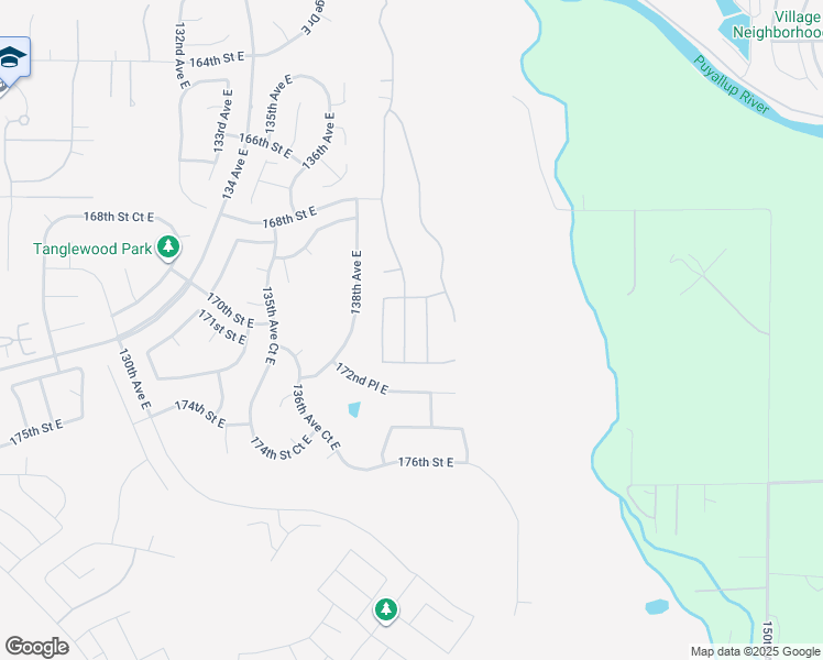 map of restaurants, bars, coffee shops, grocery stores, and more near 17117 139th Avenue East in Puyallup