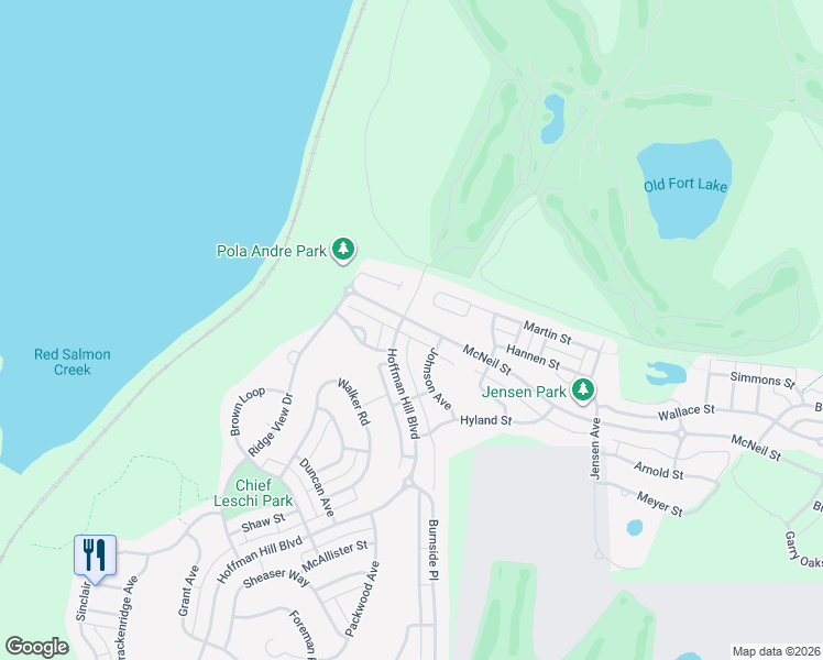 map of restaurants, bars, coffee shops, grocery stores, and more near 2991 McNeil Street in DuPont