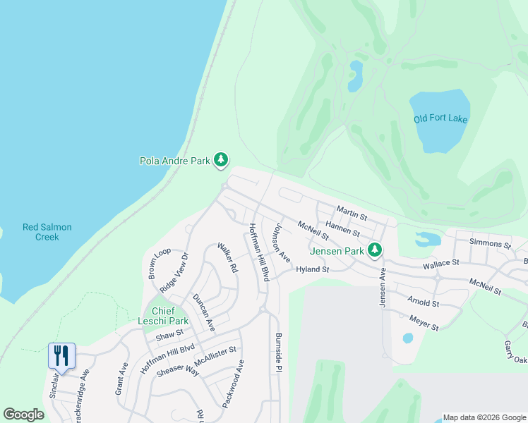 map of restaurants, bars, coffee shops, grocery stores, and more near 2991 McNeil Street in DuPont