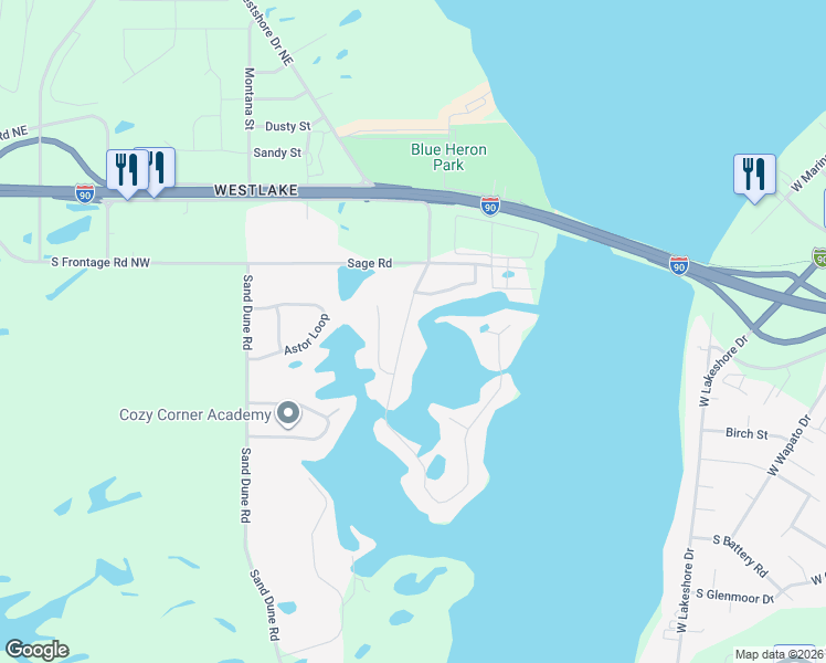 map of restaurants, bars, coffee shops, grocery stores, and more near 511 Laguna Drive in Moses Lake
