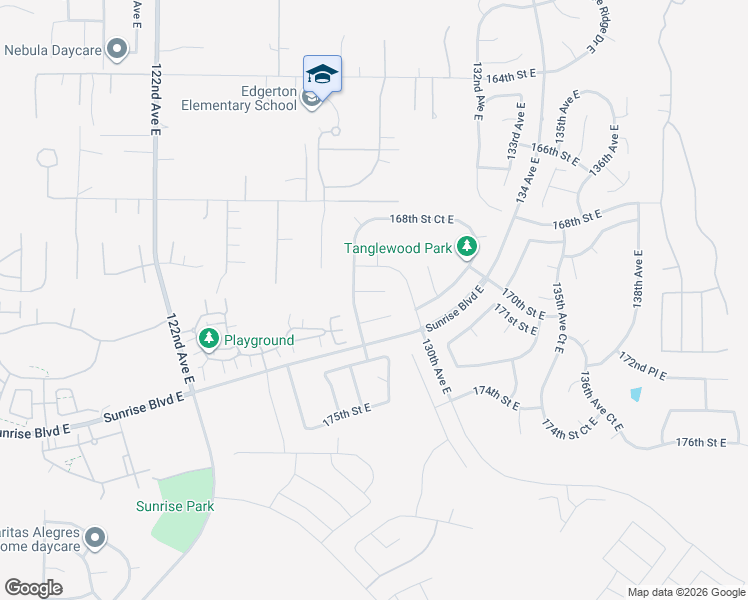 map of restaurants, bars, coffee shops, grocery stores, and more near 12808 171 Street Court East in Puyallup
