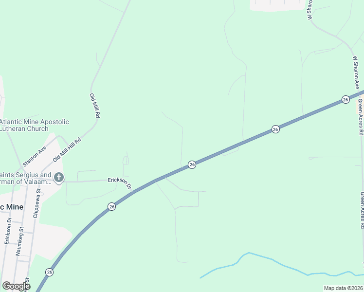 map of restaurants, bars, coffee shops, grocery stores, and more near Snowmobile Club Road in Atlantic Mine