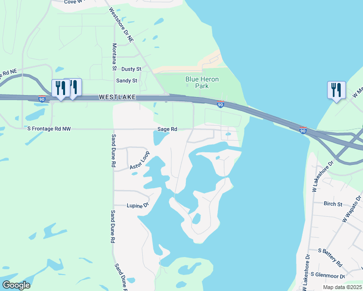 map of restaurants, bars, coffee shops, grocery stores, and more near 440 Laguna Drive in Moses Lake