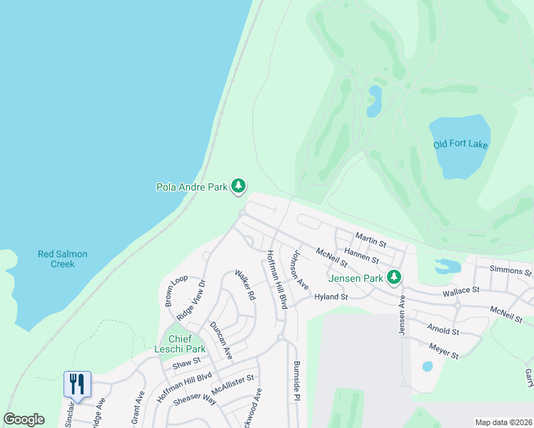 map of restaurants, bars, coffee shops, grocery stores, and more near 3075 Ridge View Place in DuPont