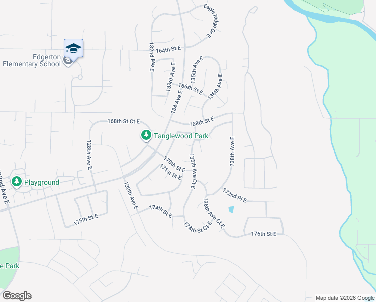 map of restaurants, bars, coffee shops, grocery stores, and more near 13512 169th Street East in Puyallup