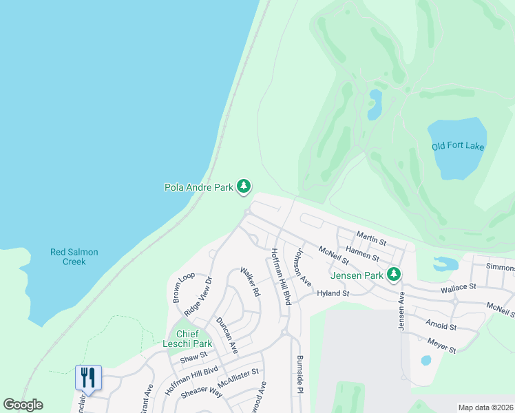 map of restaurants, bars, coffee shops, grocery stores, and more near 3075 Ridge View Place in DuPont