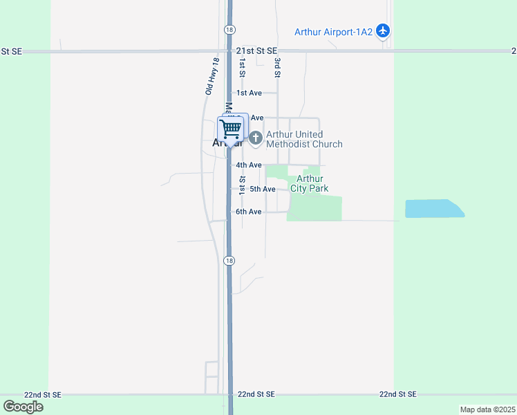 map of restaurants, bars, coffee shops, grocery stores, and more near 545 2nd Avenue in Arthur