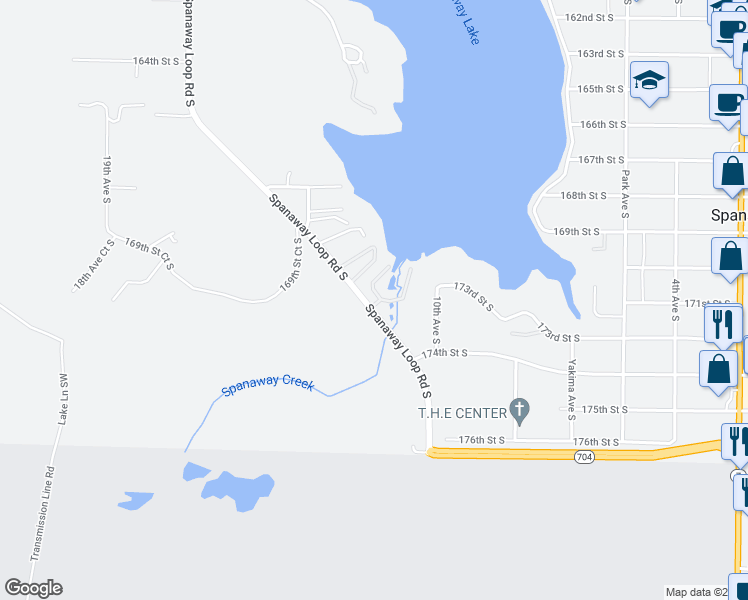 map of restaurants, bars, coffee shops, grocery stores, and more near 17116 Spanaway Loop Road South in Spanaway