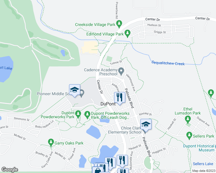 map of restaurants, bars, coffee shops, grocery stores, and more near 2192 McDonald Avenue in DuPont