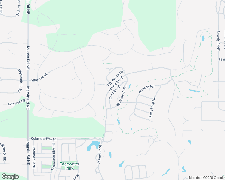 map of restaurants, bars, coffee shops, grocery stores, and more near 4851 Bend Drive Northeast in Lacey