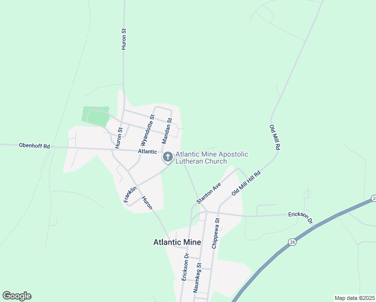 map of restaurants, bars, coffee shops, grocery stores, and more near Stratton Avenue in Atlantic Mine