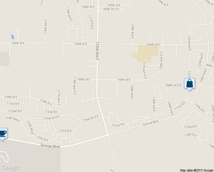 map of restaurants, bars, coffee shops, grocery stores, and more near 16818 123rd Avenue Court East in Puyallup