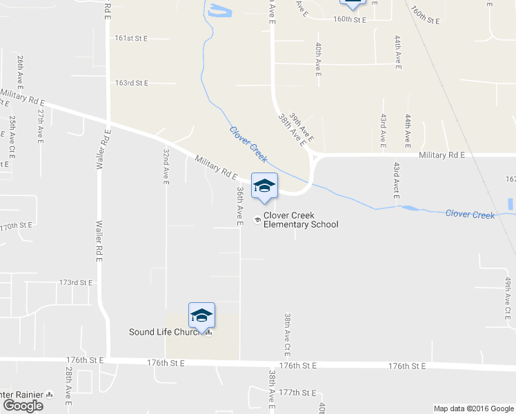 map of restaurants, bars, coffee shops, grocery stores, and more near 16715 36th Avenue East in Tacoma