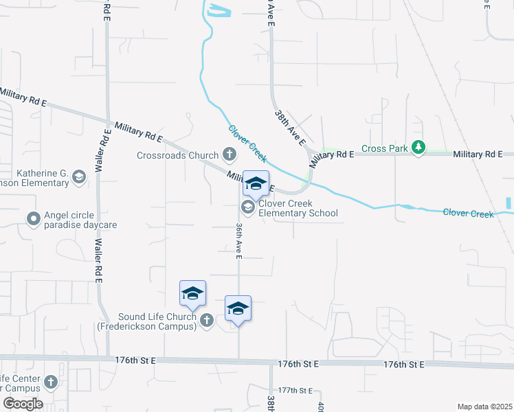 map of restaurants, bars, coffee shops, grocery stores, and more near 16715 36th Avenue East in Tacoma