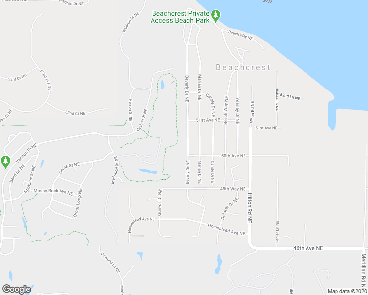 map of restaurants, bars, coffee shops, grocery stores, and more near 5005 Beverly Drive Northeast in Olympia