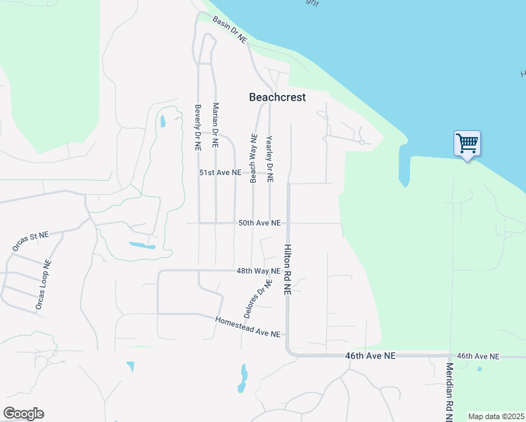 map of restaurants, bars, coffee shops, grocery stores, and more near 5027 Yearley Drive Northeast in Olympia