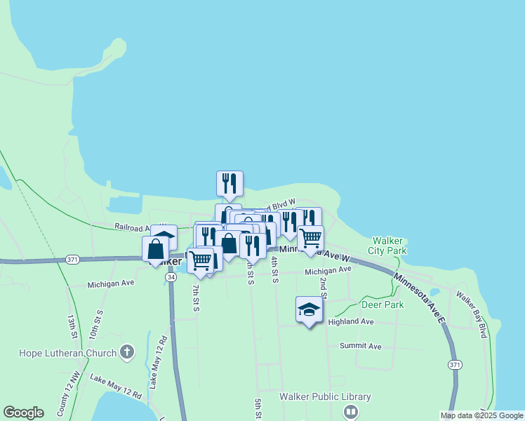 map of restaurants, bars, coffee shops, grocery stores, and more near 329 Cleveland Boulevard West in Walker