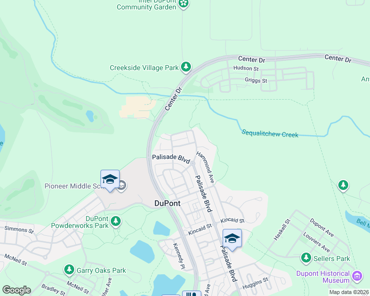 map of restaurants, bars, coffee shops, grocery stores, and more near 2219 Forrest Street in DuPont