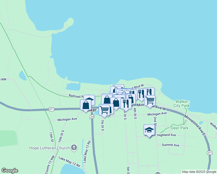 map of restaurants, bars, coffee shops, grocery stores, and more near 600 Cleveland Boulevard West in Walker