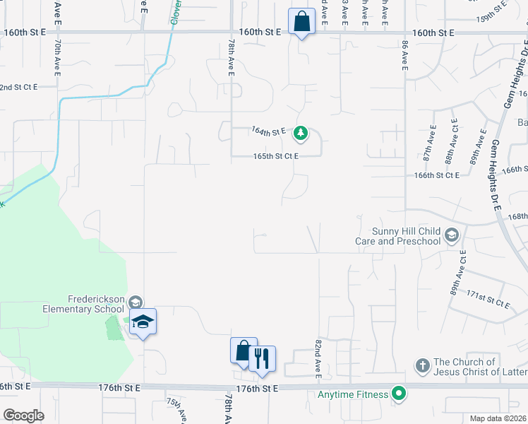 map of restaurants, bars, coffee shops, grocery stores, and more near in Puyallup