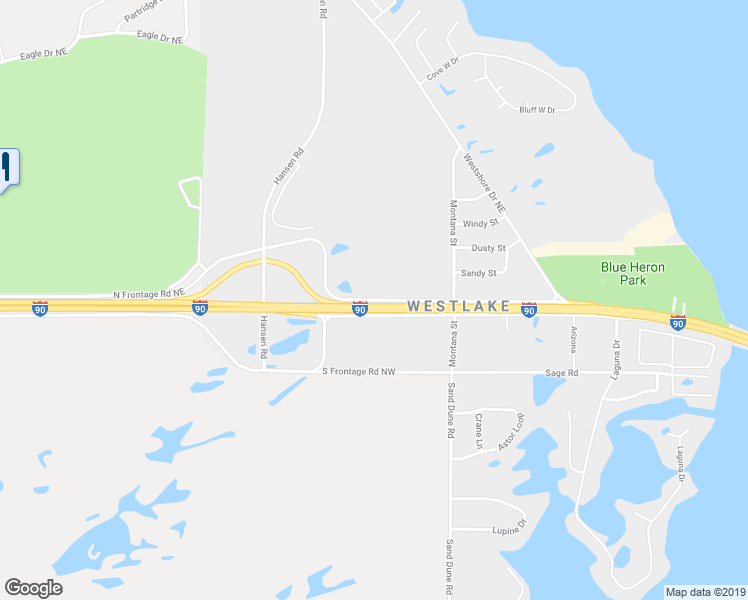 map of restaurants, bars, coffee shops, grocery stores, and more near Westlake Road in Moses Lake