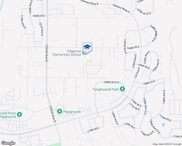 map of restaurants, bars, coffee shops, grocery stores, and more near 12711 167th Street Court East in Puyallup